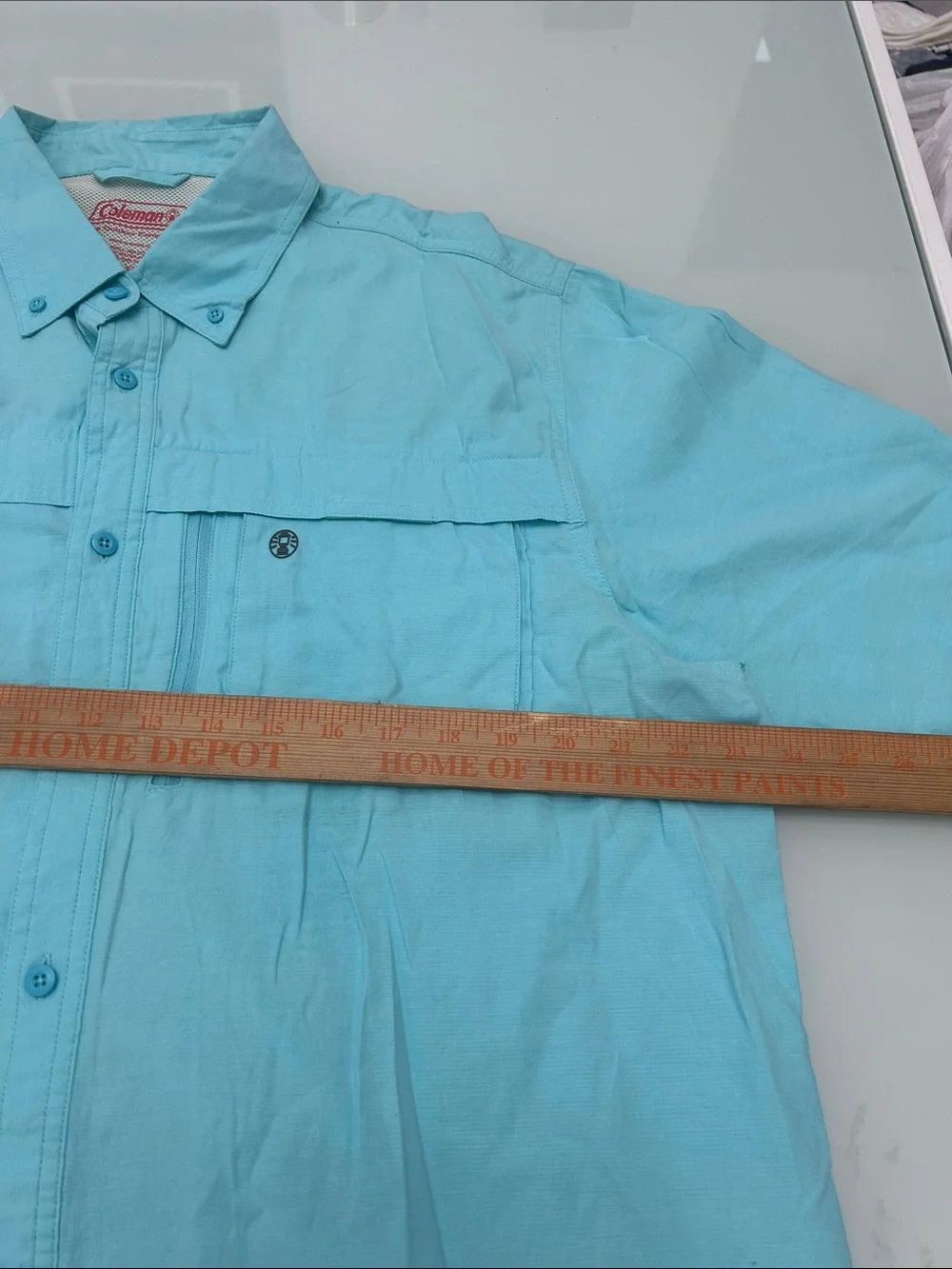 Coleman Men’s Short-Sleeve Button Down Shirt - Aqua Blue XL